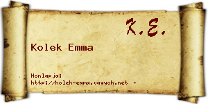 Kolek Emma névjegykártya
